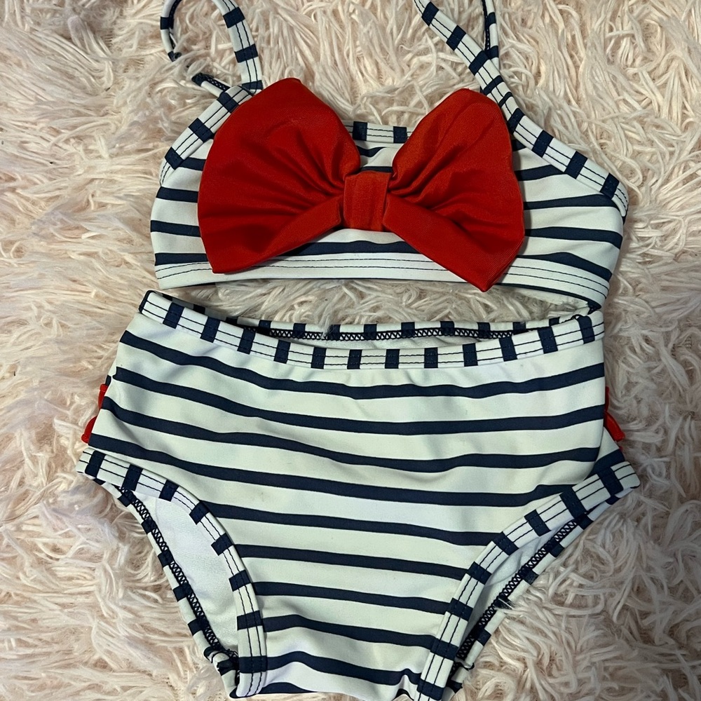 Ruffle Butts Swim Set with Red Bow